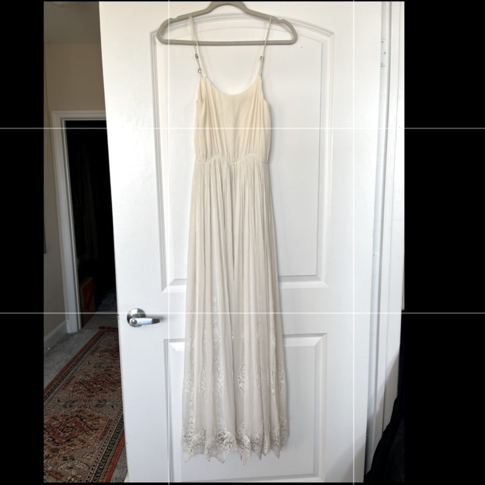 Alice + Olivia White Maxi Dress with Floral Scalloped Detailing
